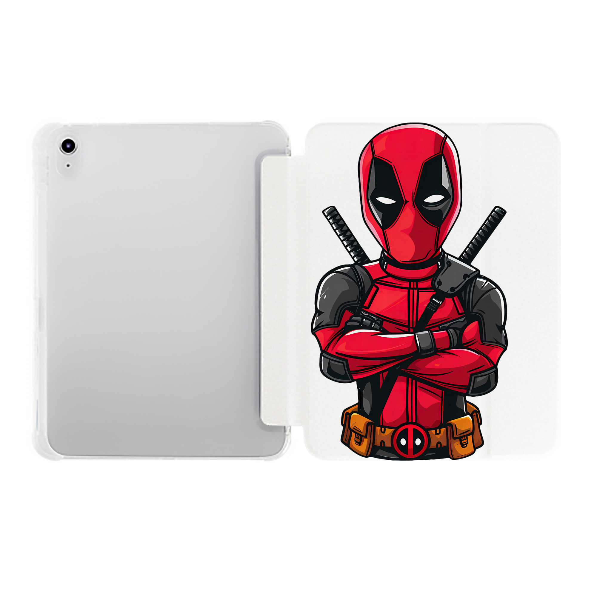 （画像用） Deadpool デッドプール IPad ケース ペン収納付き 三つ折りスタンド PUレザー×シリコン 対応機種9.5/10.5/10.9インチ